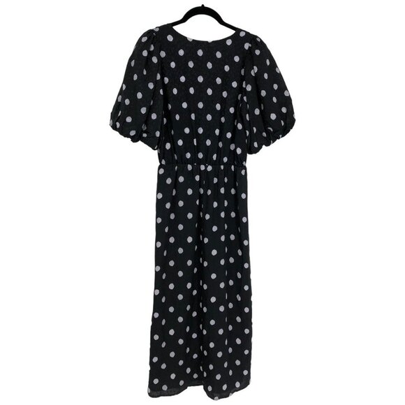 BNWT  Delfi Collective x Anthropologie Black & White Polka Dot Midi Dress S - Picture 4 of 16